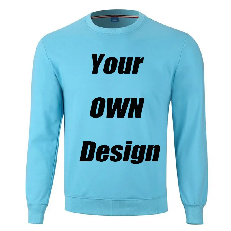 

BTFCL Customized Men Women Customized Sweatshirt Print Like Photo or Logo Text DIY Your OWN Design Blue Cotton Harajuku Hoodies