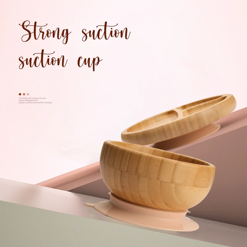 7Pcs Wooden Feeding Tableware Sets Kids Feeding Supplies Bamboo Dishes with Silicone Straw Cup Children Dinnerware Gift Set