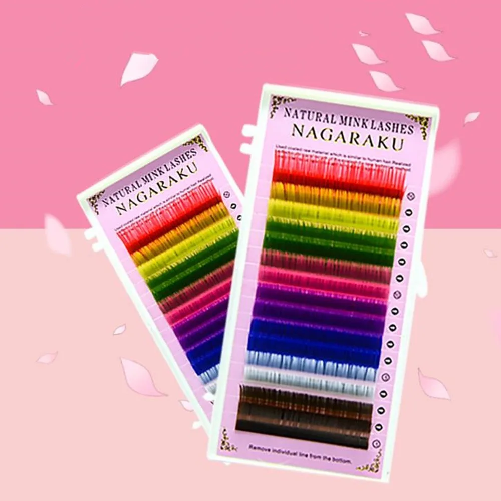 2020 new hot  Grafted Eyelashes Excellent Wool Macaron Natural Slender Artificial Mink Hair Color False Eyelashes