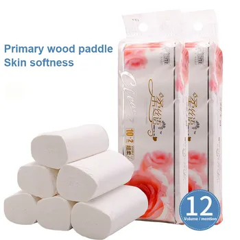 

50^Kitchen Roll Paper Fast Shipping Solid Coil Paper Toilet 12Roll Towel Log Pulp Restaurant Hotel Household Paper toilet paper