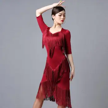

Brand Hot Women Latin Dance Dresses Women / Girls Sexy Sequin Fringe Skirt Ballroom / Tango / Salsa / Rumba / Latin Dresses