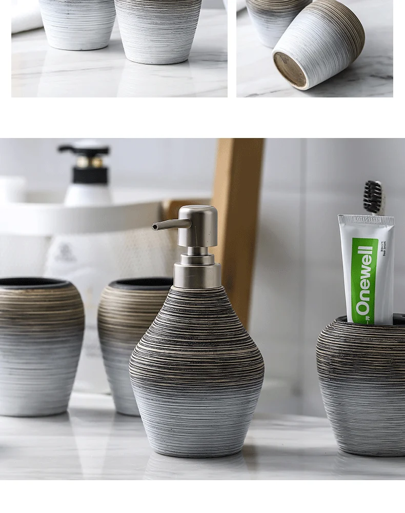 Винтажный керамический набор для ванной комнаты ручной работы, набор аксессуаров для ванной комнаты WF9231130