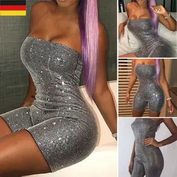 

Hirigin Sommer Sexy Women's Strapless Short Playsuit Leotard Stretch Tunic Pants Evening Party Clubwear Size S-M