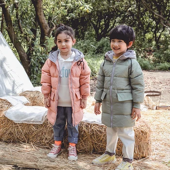 

Snow Winter Long Down Outerwear for Teenagers 2-10 Years Girls 90% White Duck Down Coat for Baby Boys Christmas Children Clothes