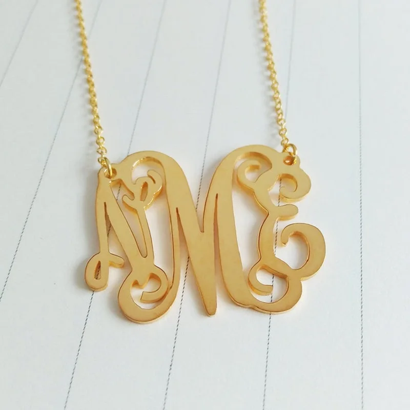 Initial Monogram Necklace Personalized Monogram Necklace Gold Monogram Necklace Personalized Monogram Necklace Custom Jewelry