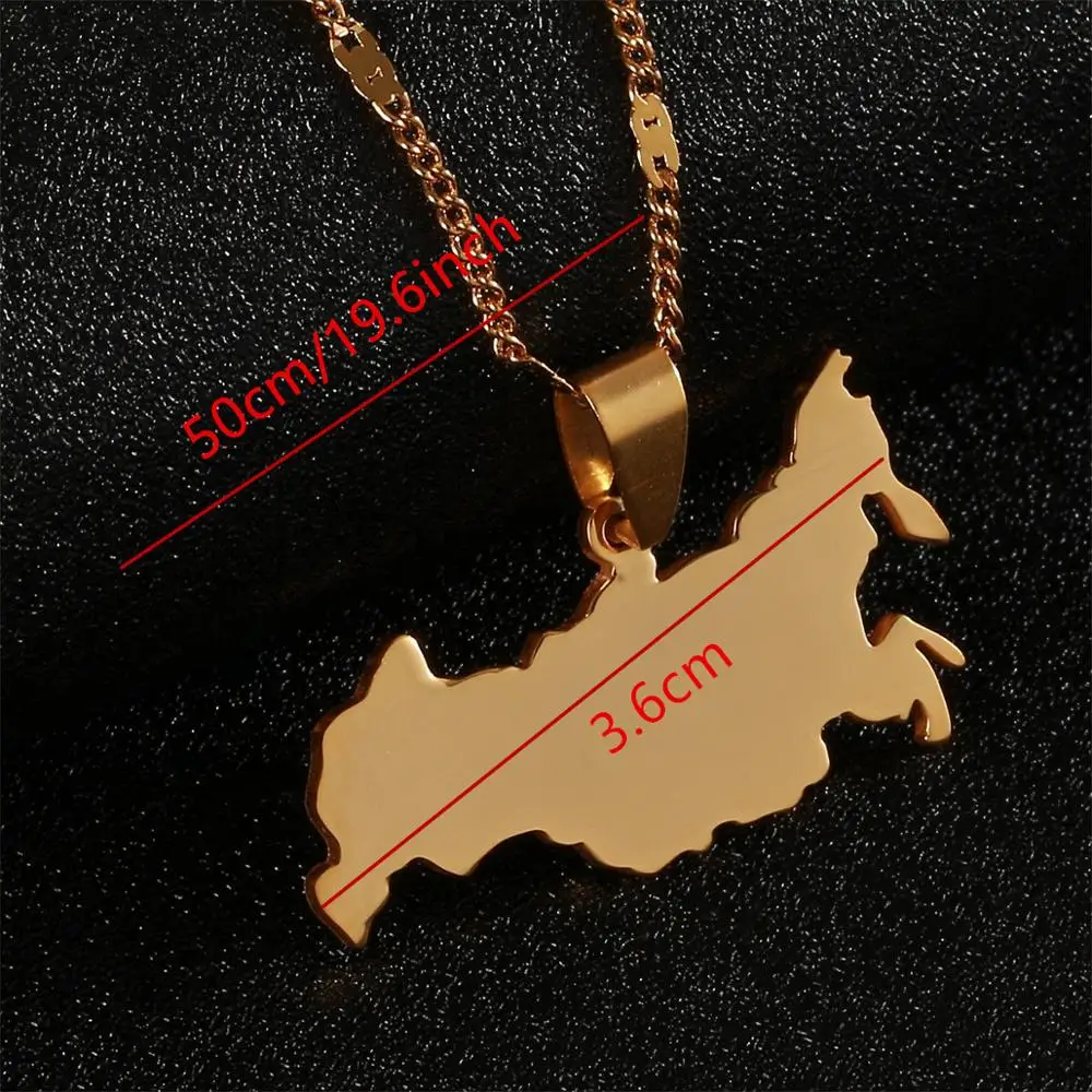Stainless Steel Gold Color Russia Map Pendant Necklaces The Russian Federation Map Chain Jewelry 3