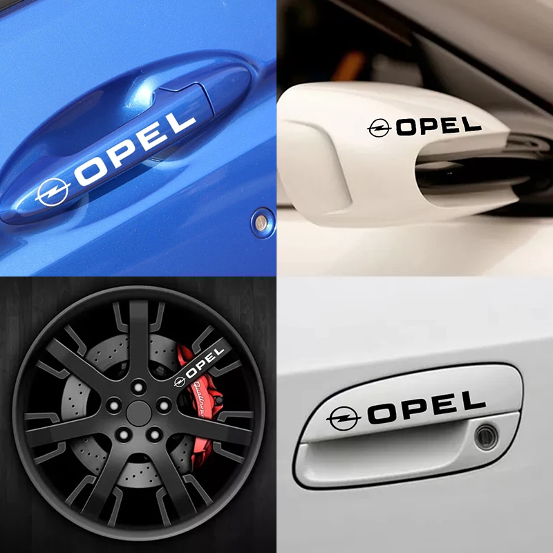 

4pcs Car Rearview Mirror Sticker Door Handle Decal for Opel Astra H G J Insignia Mokka Zafira Corsa Vectra C Stickers Car goods