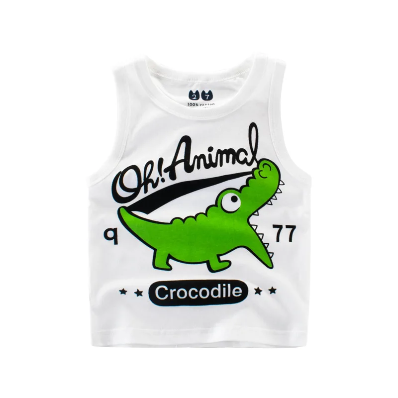 Summer Children Boy Vests Clothing 100% Cotton Dinosaur Cartoon Baby Boys Girls Tops Clothes Kids Cute Bottoming Undershirts