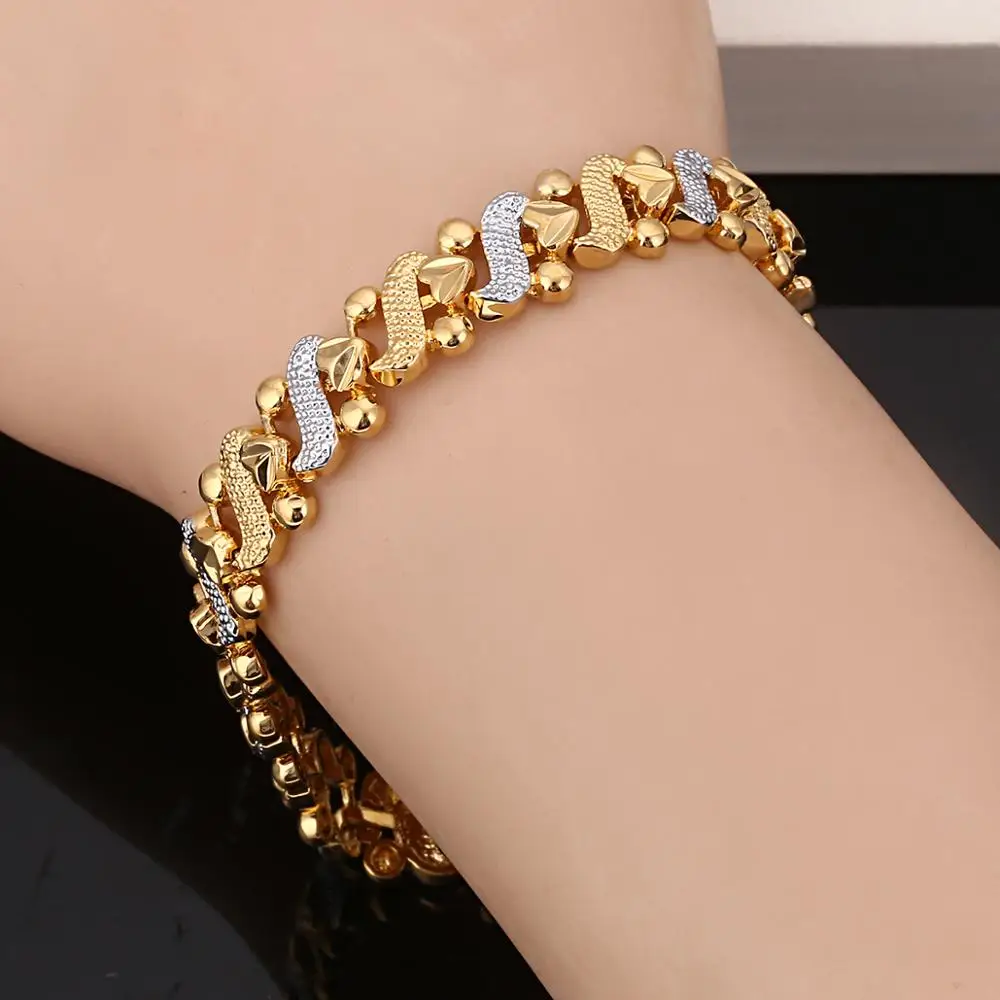 Trendy Romantic Heart Bracelet Gold Color Dubai Ethiopian African Women Jewelry 4