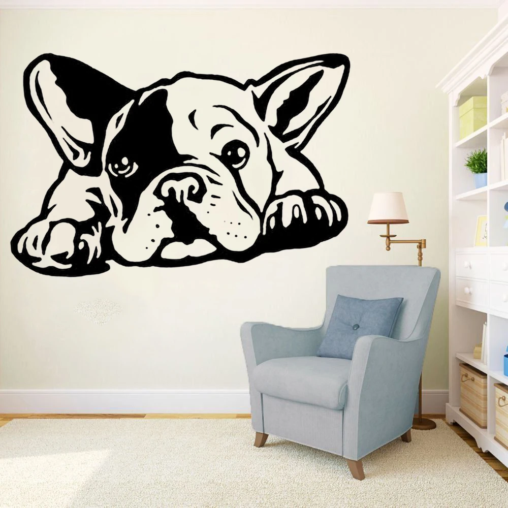 French Bulldog Puppy Vinyl Sticker Wall Art Boys Bedroom Garage Play Room 