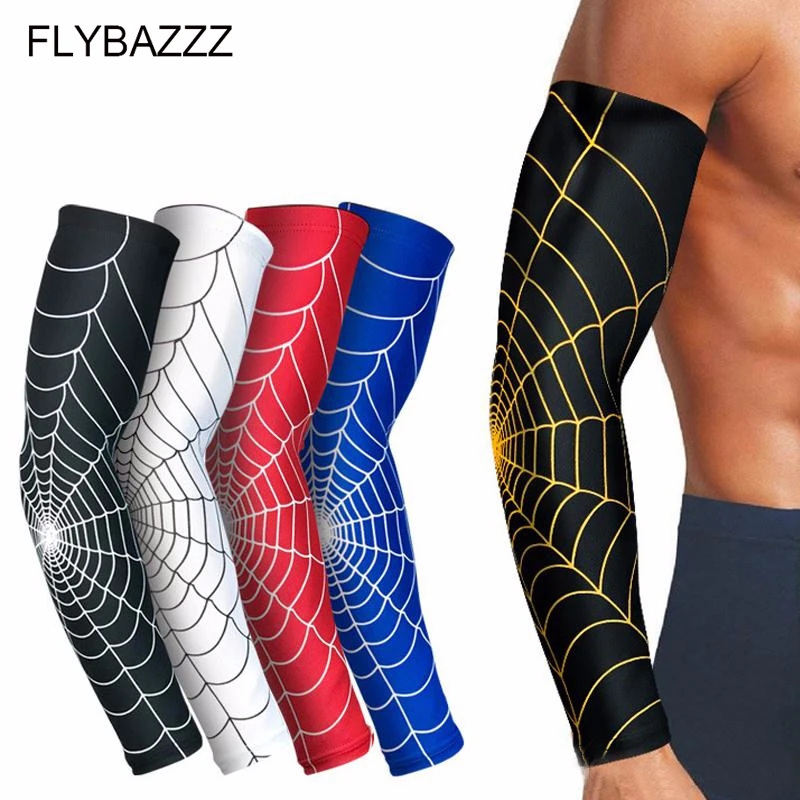 

1PCS High Elastic Spider Web Longer Arm Sleeve Slip-resistant Armband Basketball Soccer Elbow Support Brace Sports Safety Elbow