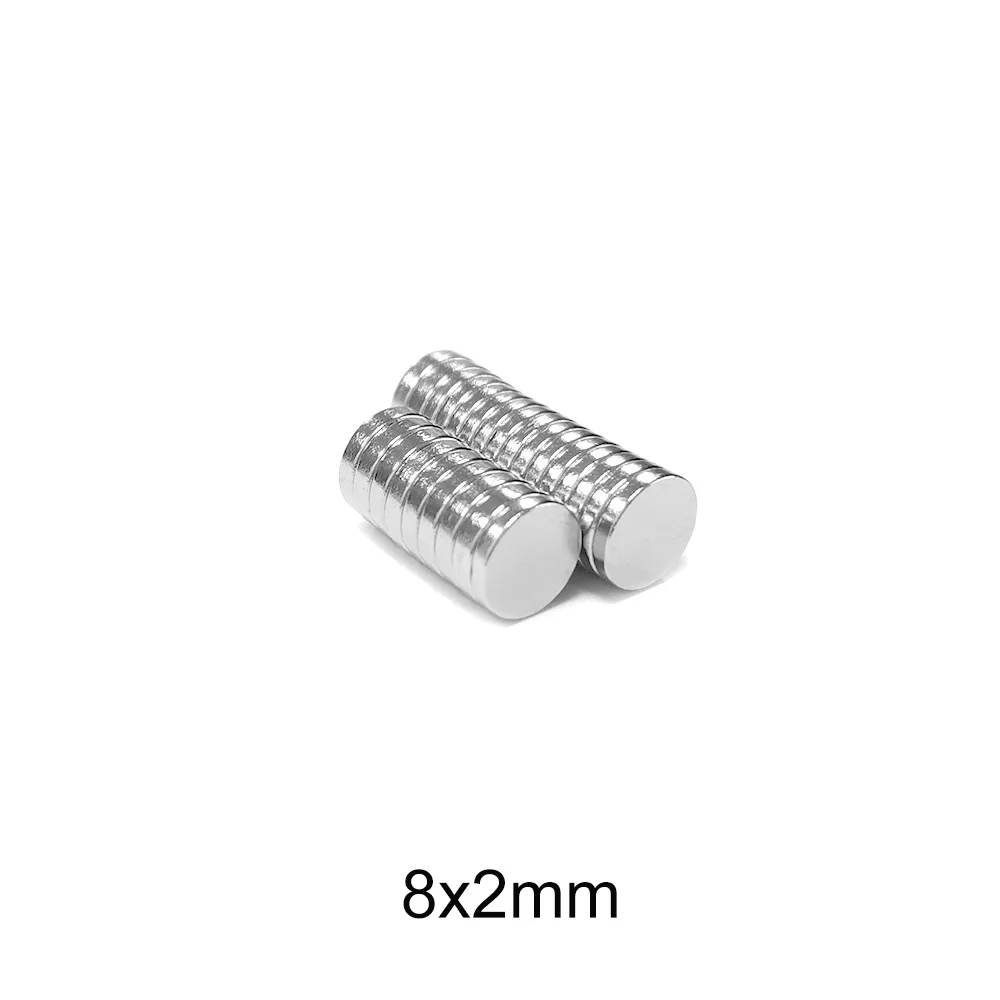 20/50/100/200/300/500PCS 8×2 Disc Permanent Neodymium Magnet N35 Round Search Magnet Strong 8x2mm Powerful Magnetic Magnet 8*2