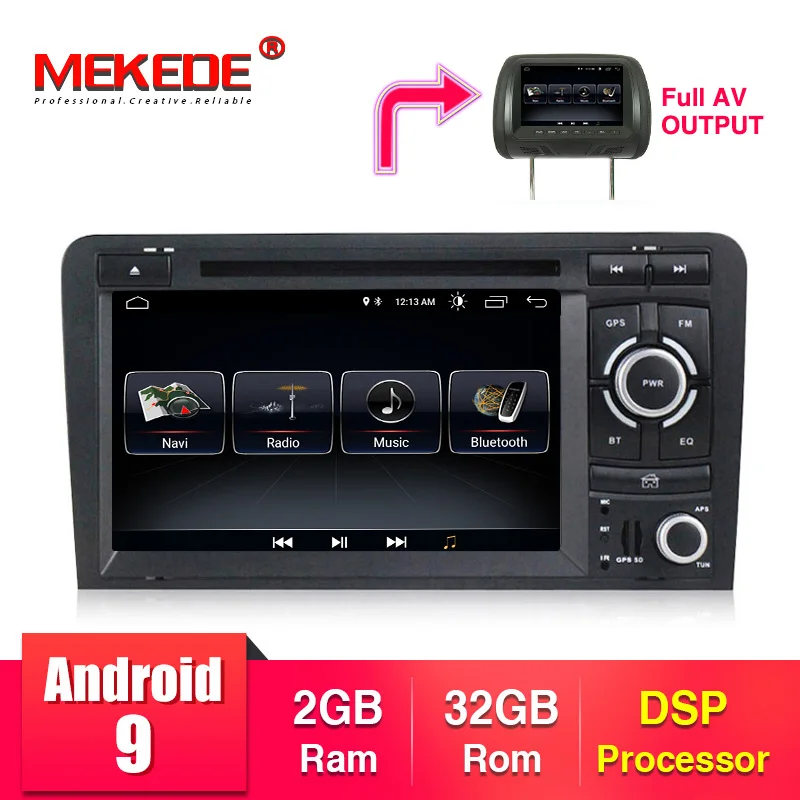 2DIN HD 1024*600 Android 9,1 автомобильный DVD плеер радио gps Navi для AUDI A3 S3 2003 2004 2005 2006 2007 2008 2009 2010 2011 WI-FI RDS