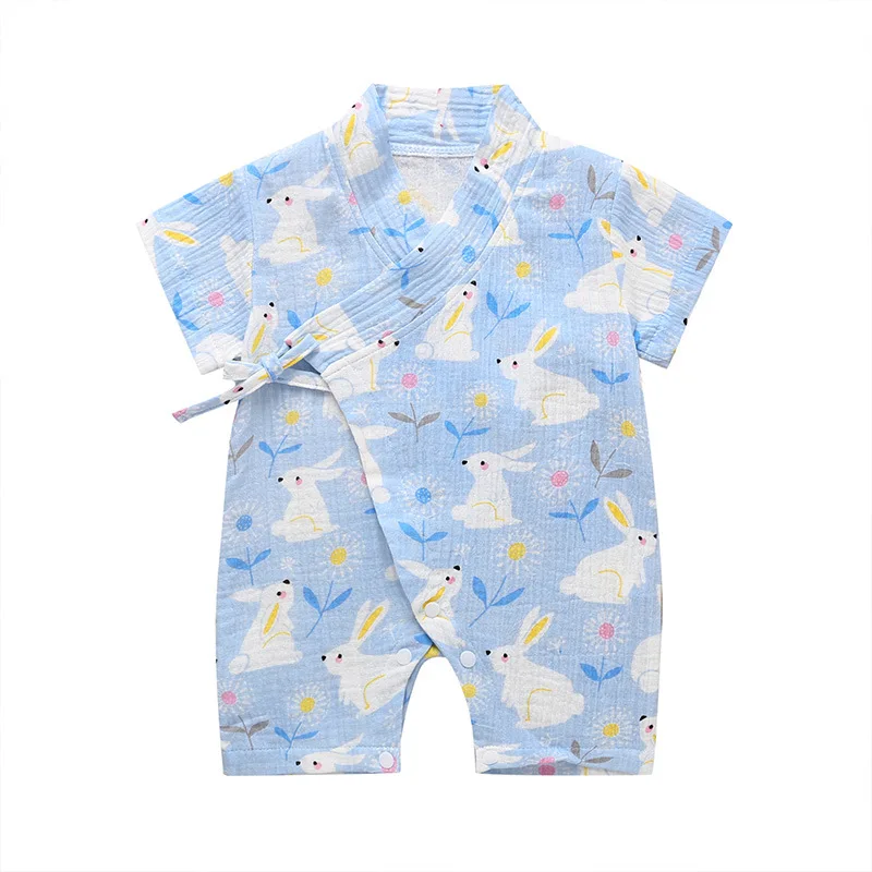 Summer Baby Girl Boys Rompers Jumpsuit Short-sleeved Floral Print  Baby Soft Rompers Newborn Infant Baby Kimono Playwear Clothes cheap baby bodysuits	 Baby Rompers