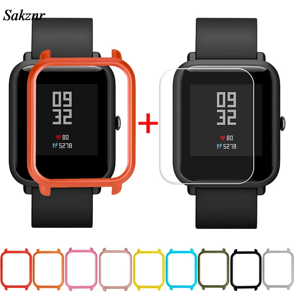 

SAKZNR 1Pc Case Cover Shell For Xiaomi Huami Amazfit Bip Youth Watch With Screen Protector Smart Watch Protector Accessories