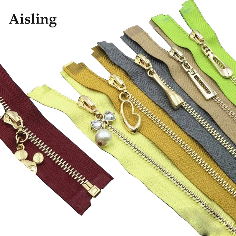 60CM Customize Metal Zipper DIY Apparel Zipper Accessories Copper