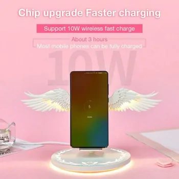 

Wireless Charging Dock Angel Wing Charger Holder Stand 10W Fast for Mobile Phone FKU66