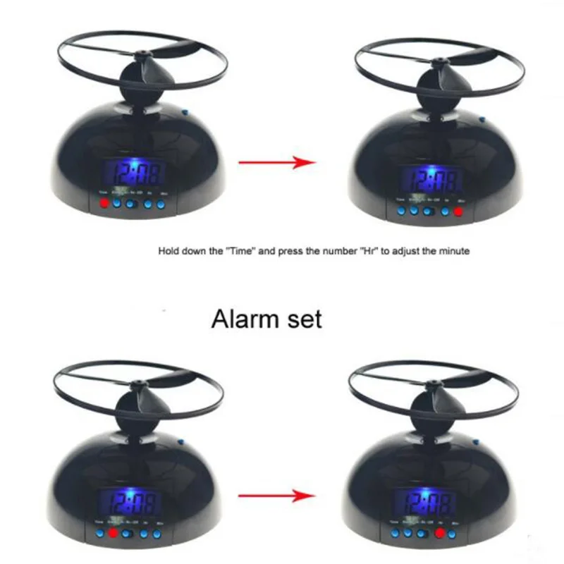 Креативный летающий будильник с сумасшедшим раздражающим громким ленивым винтом-пропеллером в стиле вертолета светодиодный цифровой будильник часы-будильник