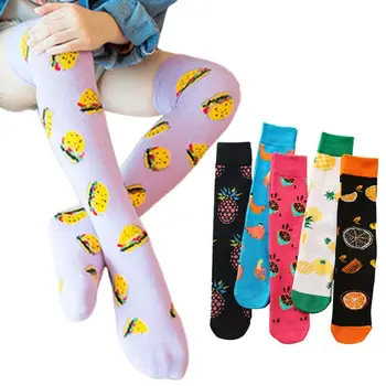 

6 Pair Fashion Children Stockings Cartoon Doodle Cute Girls Over Knee Sock NEW