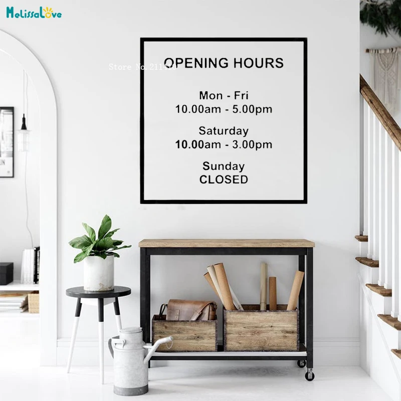 Custom Time Coffee Shop Restaurant Bar Office Storefront Opening Hours Sign Window Decals Vinyl Personalized Sticker YT4966A wall stickers