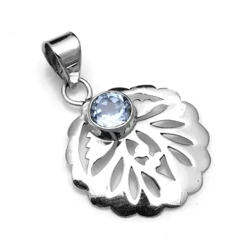 

Genuine Blue Topaz Pendant 925 Sterling Silver, 37.7 mm, 2SP0671