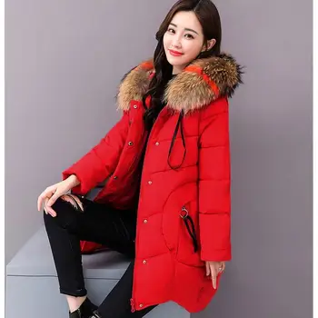 

2019 5Xlplus Size Women Hooded Parka Winter Female Long Parka Coat Big Fur Collar Outwear Parkas