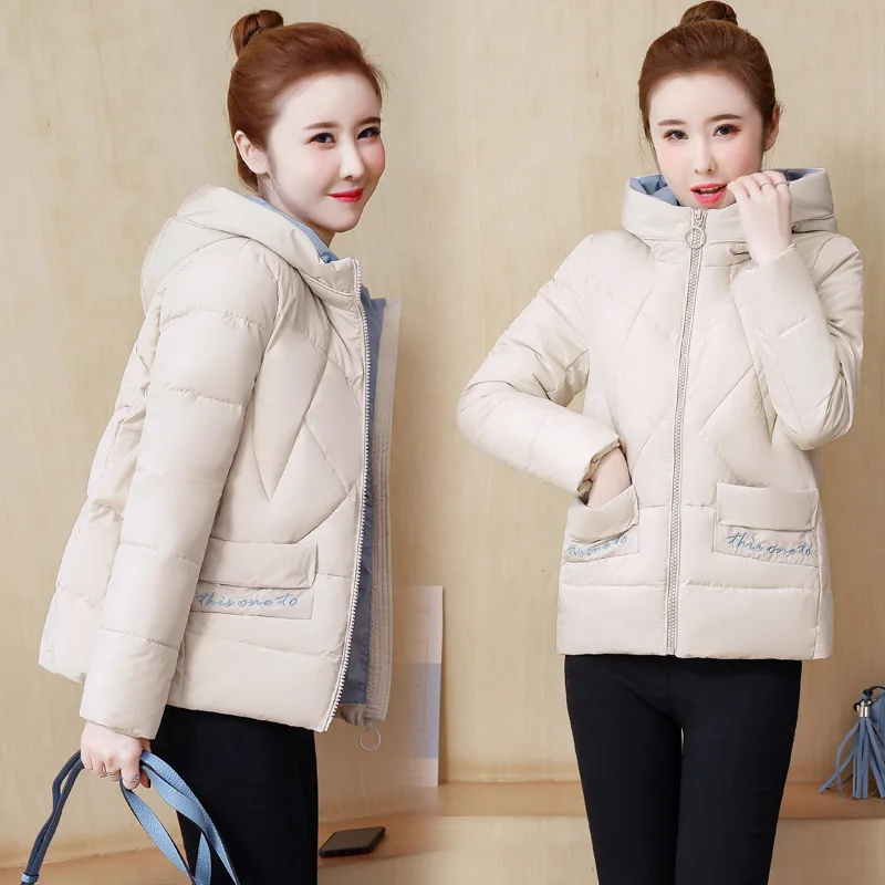 

Hooded Short Cotton Coat Women's 23019 Autumn And Winter New Style Korean-style Loose-Fit Short-height Size Simple Fashion Cotto