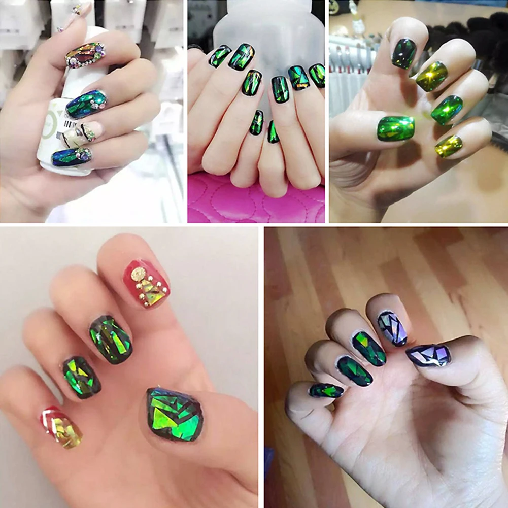 1PC Gradient Starry Sky Nail Foil 3D Holographic Nail Stickers Starry Glitter Cellophane DIY Nail Art Decorations