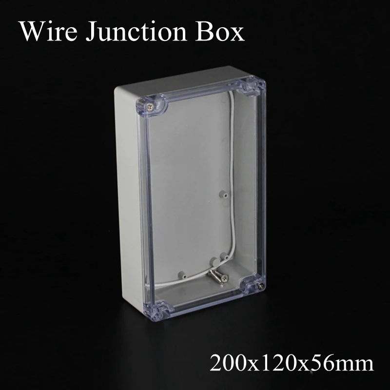 

200x120x56mm ABS IP65 Waterproof Plastic Wire Junction Box Transparent Enclosure Clear Project Case Electronic Terminal
