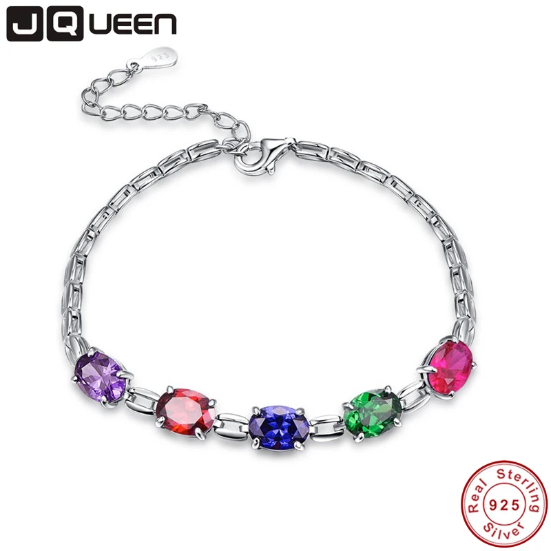 Браслет JQUEEN из серебра 925 пробы с аметистом и гранатом браслет s925 разных цветов