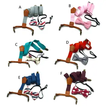 

2020 New Baby Boy's Kids Bow Ties Sets Baby Boys Wedding Matching Braces Suspenders and Luxury Bow Tie Set