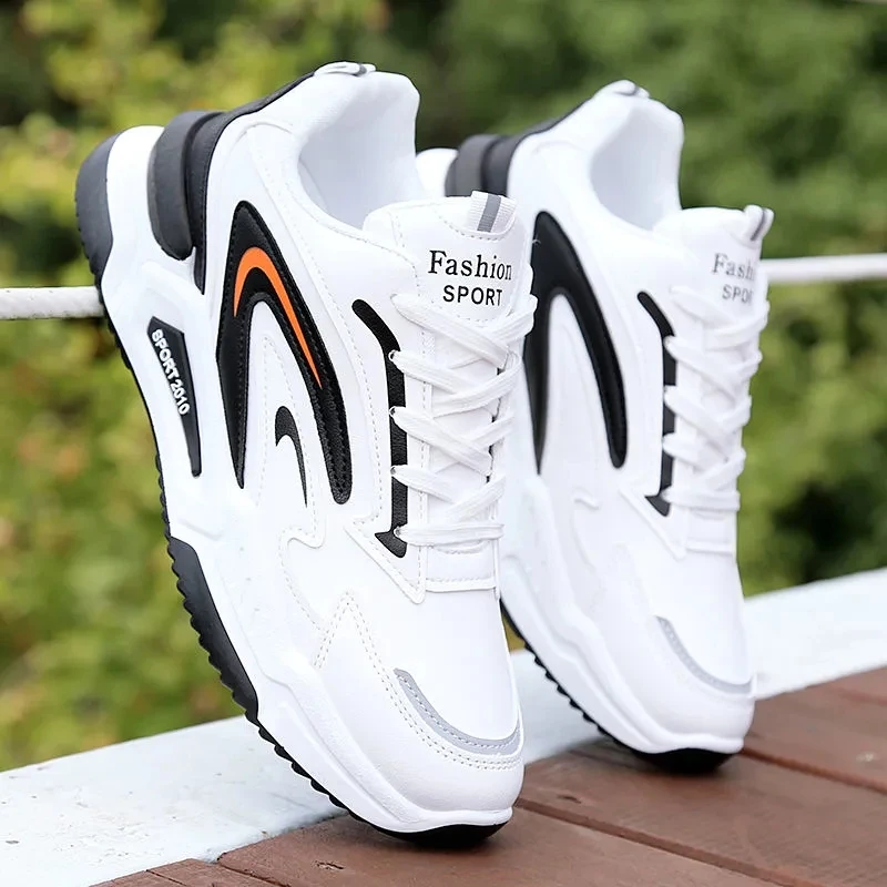 

2022 autumn new men's leather sneakers fashionable and comfortable casual men's shoes outdoor non-slip running shoes