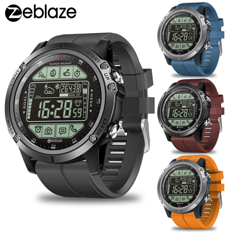 Zeblaze VIBE 3S смарт-часы 1,24 дюймов FSTN полный экран светодиодный шагомер с подсветкой 5 АТМ Водонепроницаемый Bluetooth 4,0 Смарт-часы для мужчин