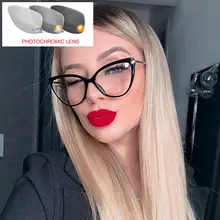 MINCL/Женская квадратная оправа TR90 близорукая Солнцезащитная фотохромная линза женские дужки на пружине близорукость очки «кошачий глаз» uv400 с коробкой FML