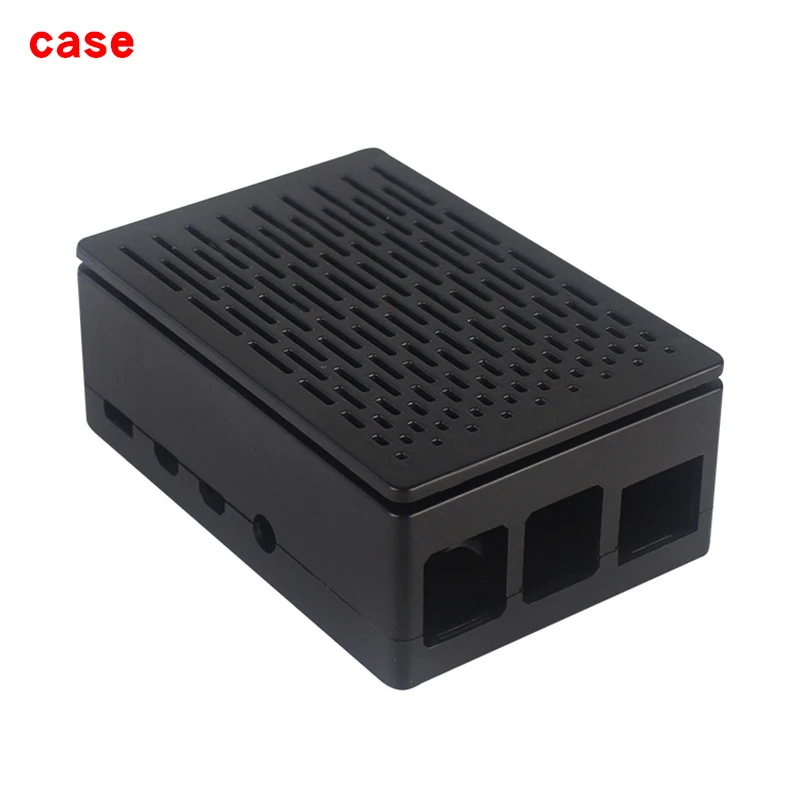 black case Raspberry Pi 4 Модель B ABS чехол двойного назначения оболочка с охлаждающим вентилятором для Pi 4B чехол также совместим с сенсорным экраном 3,5 дюйма - Цвет: black case