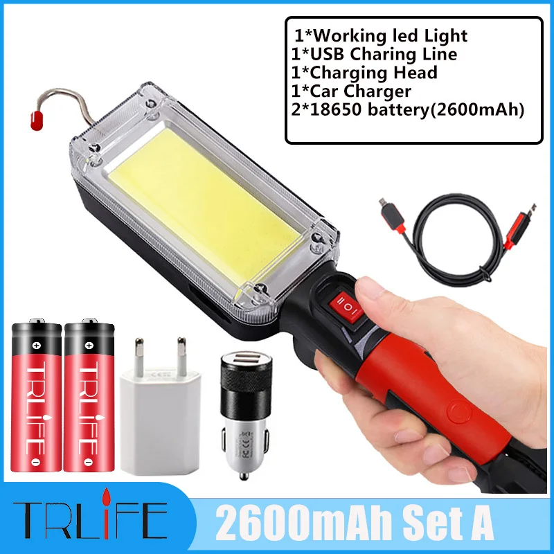 led pocket torch 5200mah Portable Magnetic LED Work Light COB Super Light USB Rechargeable Repair Flashlight Inspection Work Lamp 18650 Battery waterproof flashlights Flashlights