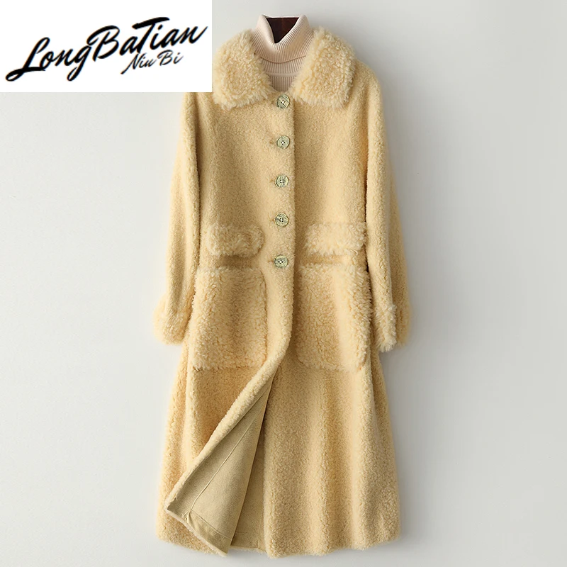 Sheep Shearling Real Fur Coat Winter Clothes 2020 Wool Coats and Jackets Women Korean Long Jacket MY4115 | Женская одежда
