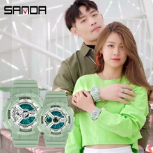 SANDA Military Sports Watches Compass Pedometer Calories Male Watch Digital Waterproof Men Couple Electronic Wristwatch
