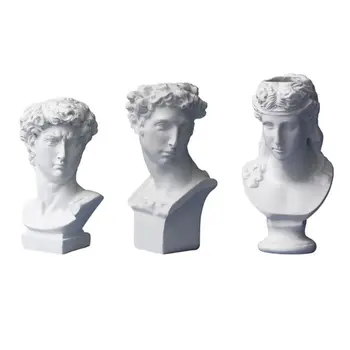 

Resin Vase Flower Pot Nordic Style Human Head Pen Brushes Holder Home Decoration