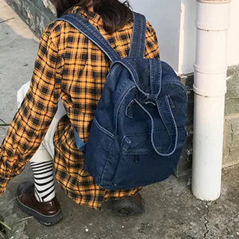 

Denim Backpack Women Casual Fashion Shoulder Bag Zipper Couple School Bag Girl Blue Jeans Backpacks Travel Vintage 2020