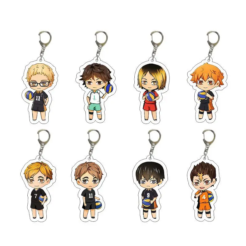 Anime Volleyball Boy Keychain Cartoon Haikyuu Kageyama Hinata Kenma Kozume Acrylic Figure Keyring Decor Bag Pendant Collection | Украшения