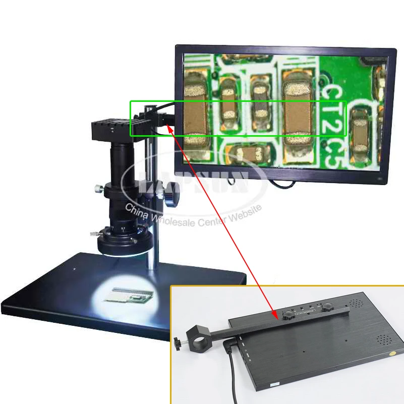 25mm/32mm 구멍 75mm 블랙 메탈 추가 LCD 모니터 스크린 디스플레이 암 지지대 홀더 바 크로스바 (비디오 산업 현미경용)