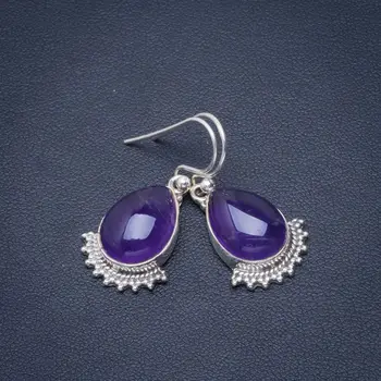 

Natural Amethyst Handmade Unique 925 Sterling Silver Earrings 1.25" B2539