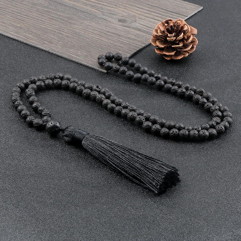 Collana Mala Buddista 108 Perle Naturali COAI - Ciondolo Acciaio Inox, Ideale Per Meditazione E Yoga (Unisex) - Foto 5