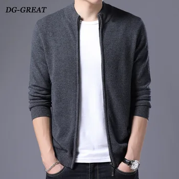 

Autumn Winter New Male Knitting Cardigan Man Sweater Jacket Temperament Wool Base Unlined Upper Garment Men Casual Sweater