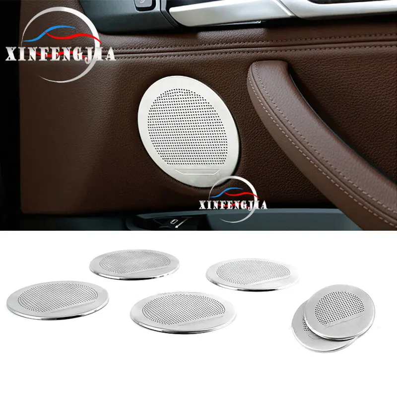 

For BMW 5GT F07 10-17 & X5 E70 07-13 & X6 E71 08-14 6PC Steel Speaker Audio Ring Decoration Cover Trim