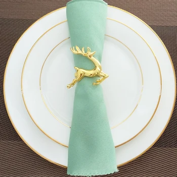

2020 6PCS Christmas Deer Napkin Circle Cross-Border Explosion Models Napkin Cloth Buckle Merry Christmas New Year Decor For Home