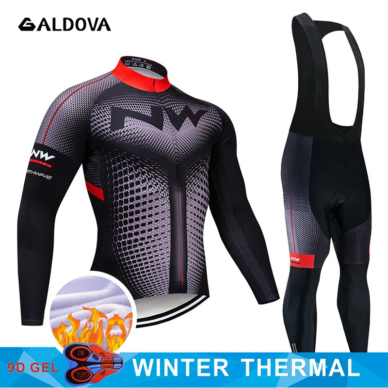

Winter Cycling Clothes Thermal Fleece Sportswear Windproof Jersey Trousers Man Woman MTB Cycling Clothing Set