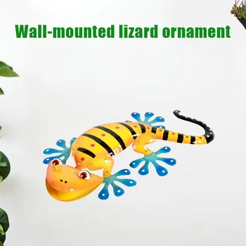 

Newly Metal Gecko Wall Art with Shaking Head Large Garden Wall Decor Sculpture Wall-Mounted Hang for Indoor Outdoor Home TE889
