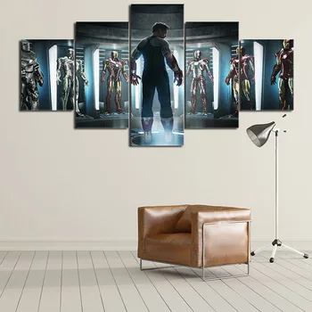 

Comic Hero Painting One Set 5 Pieces Modular Style Art Movie Character Poster Modern Wall Decorative Framework Canvas Print Art